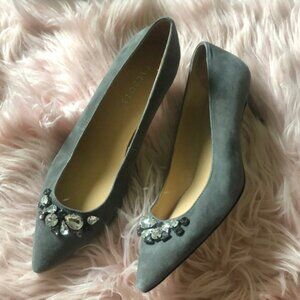 Talbots rhinestone gray kitten heels